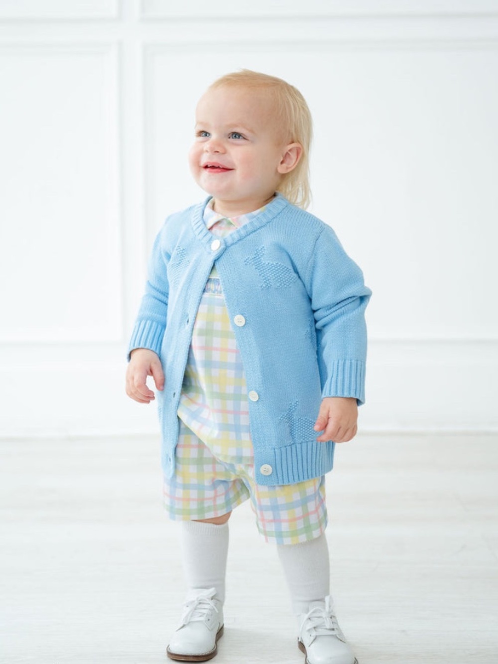 NWT Ralph & Ruth Blue Bunny Easter Springtime Knit Cardigan, 12/18M - Picture 2 of 9